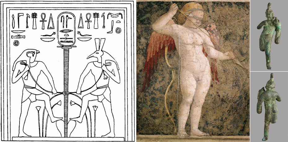 Ancient Egyptian Sema Tawy Horus and Seth Harpocrates Cupid Blinded Heart Cupidon